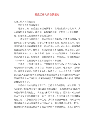 党组工作人员自我鉴定 