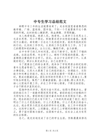 中专生学习总结范文