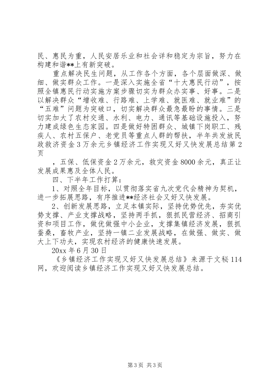 乡镇经济工作实现又好又快发展总结_第3页