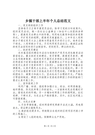 乡镇干部上半年个人总结范文