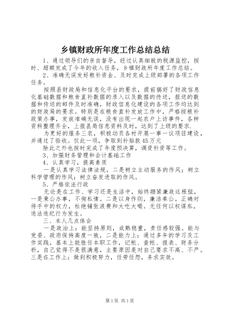 乡镇财政所年度工作总结总结