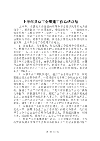 上半年县总工会组建工作总结总结
