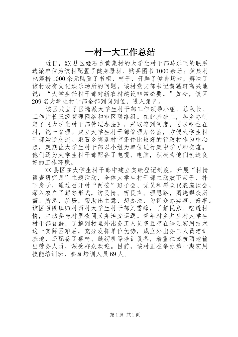 一村一大工作总结_第1页