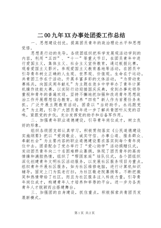 二00九年XX办事处团委工作总结