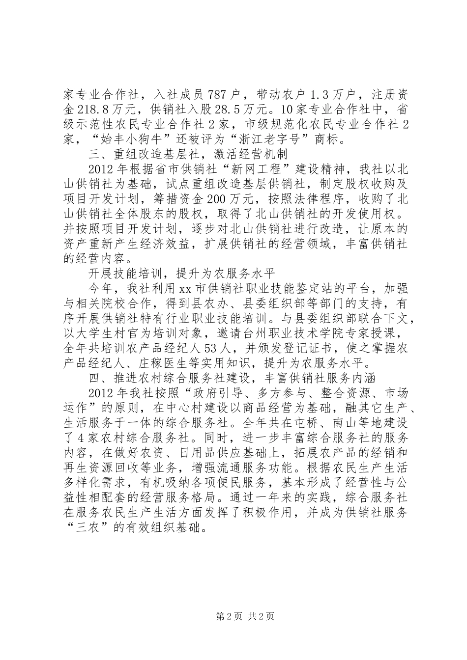 供销社领导班子工作总结_第2页