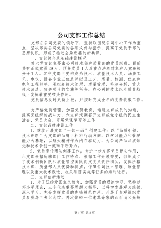 公司支部工作总结