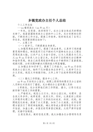 乡镇党政办主任个人总结