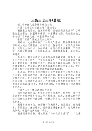 三亮三比三评(总结)
