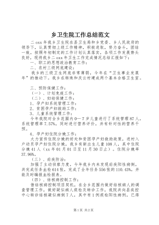 乡卫生院工作总结范文