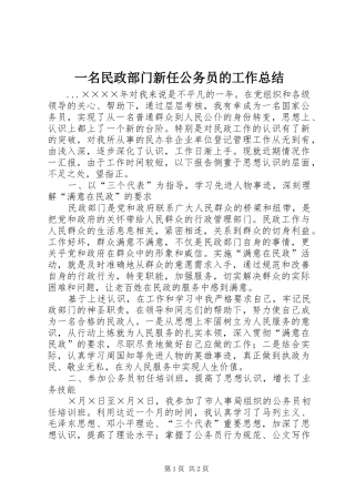 一名民政部门新任公务员的工作总结