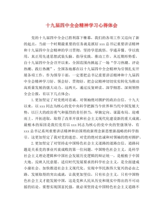 十九届四中全会精神学习心得体会 