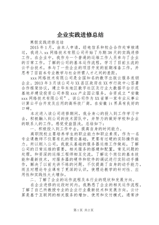 企业实践进修总结