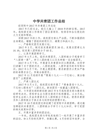 中学共青团工作总结