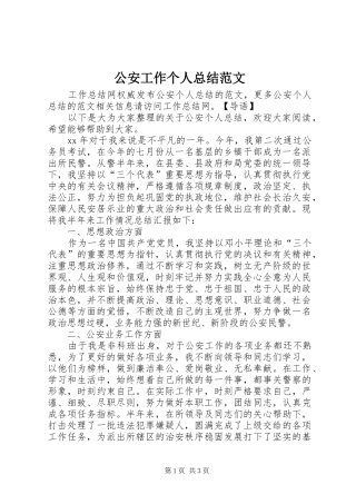 公安工作个人总结范文