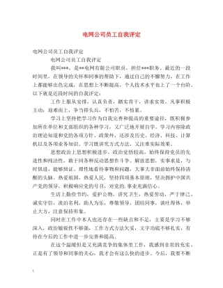 电网公司员工自我评定 