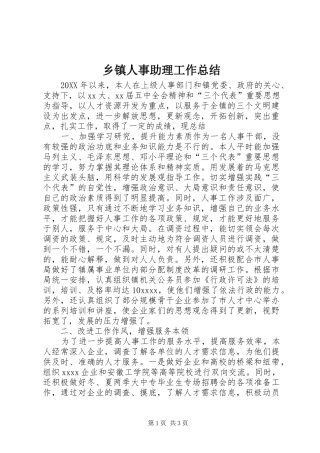 乡镇人事助理工作总结