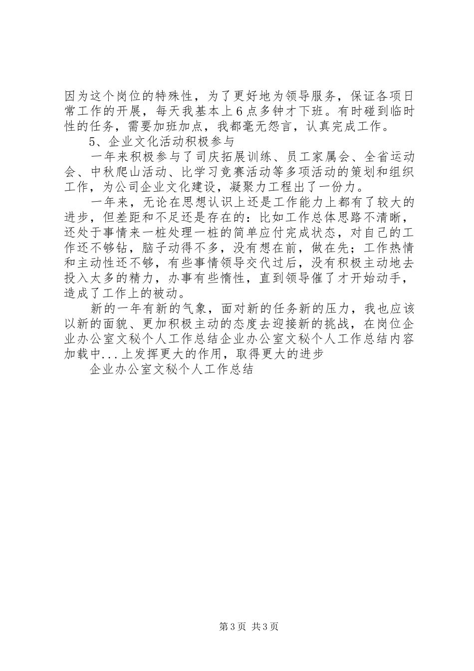 企业办公室文秘个人工作总结 (12)_第3页