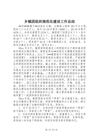 乡镇团组织规范化建设工作总结
