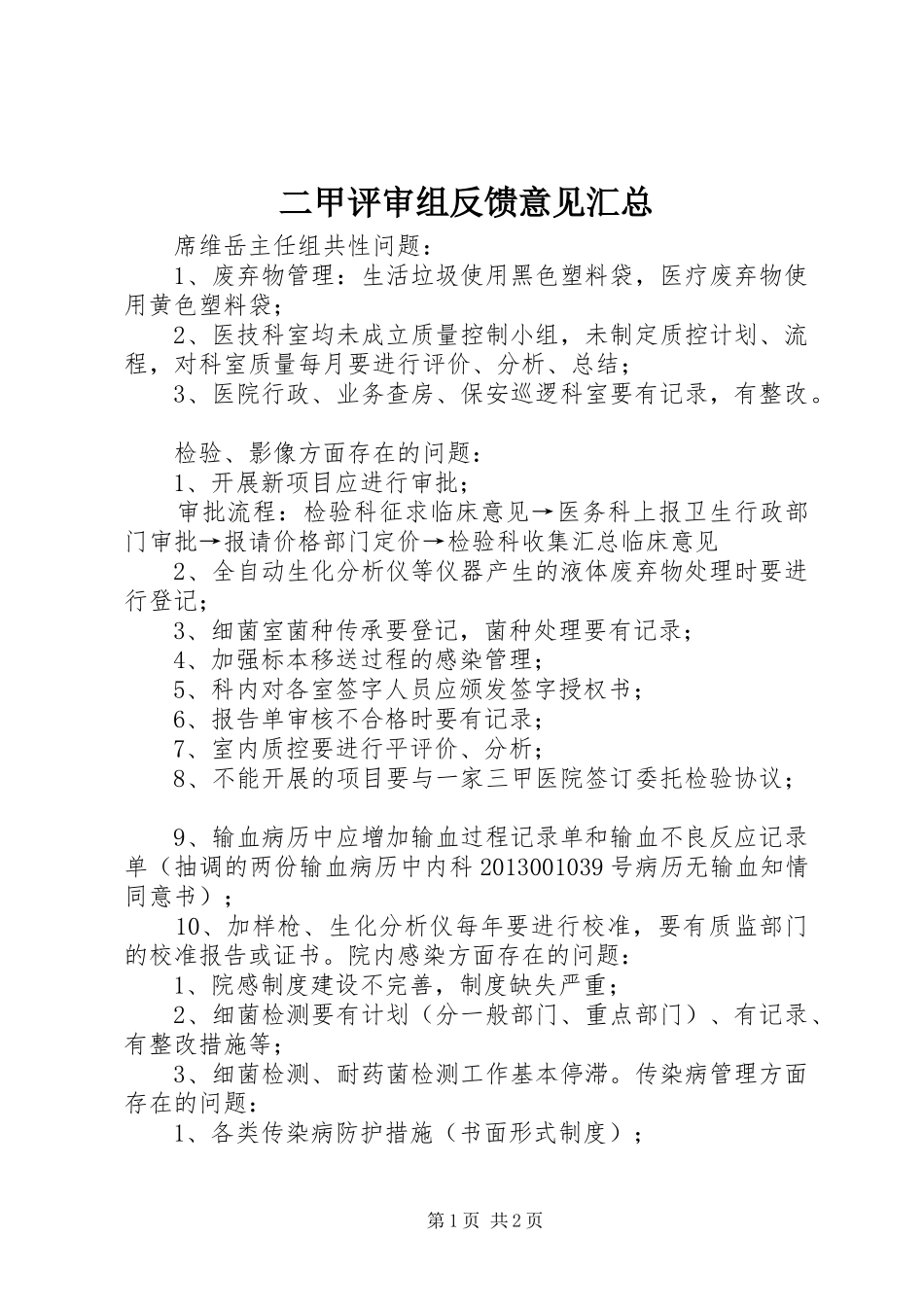 二甲评审组反馈意见汇总_第1页