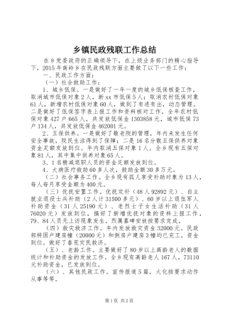 乡镇民政残联工作总结