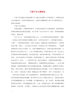 干部下乡心得体会 