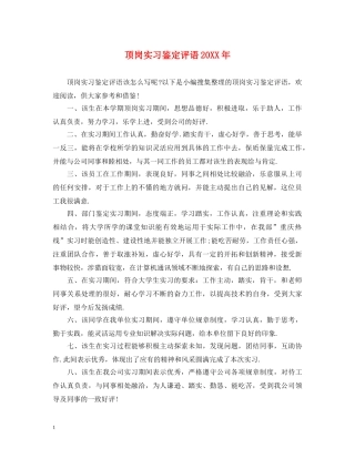 顶岗实习鉴定评语20XX年 