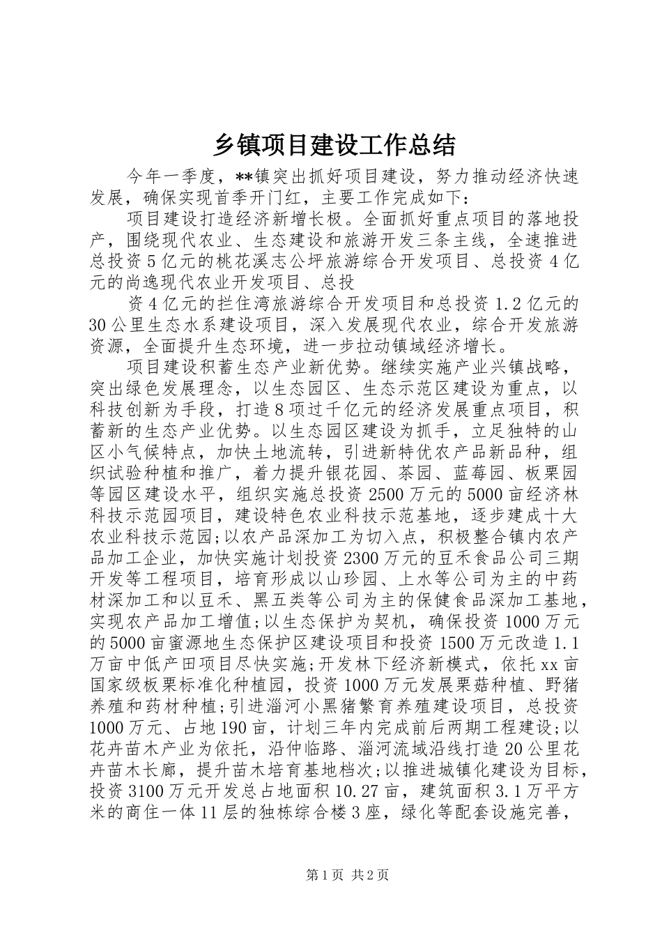 乡镇项目建设工作总结_第1页