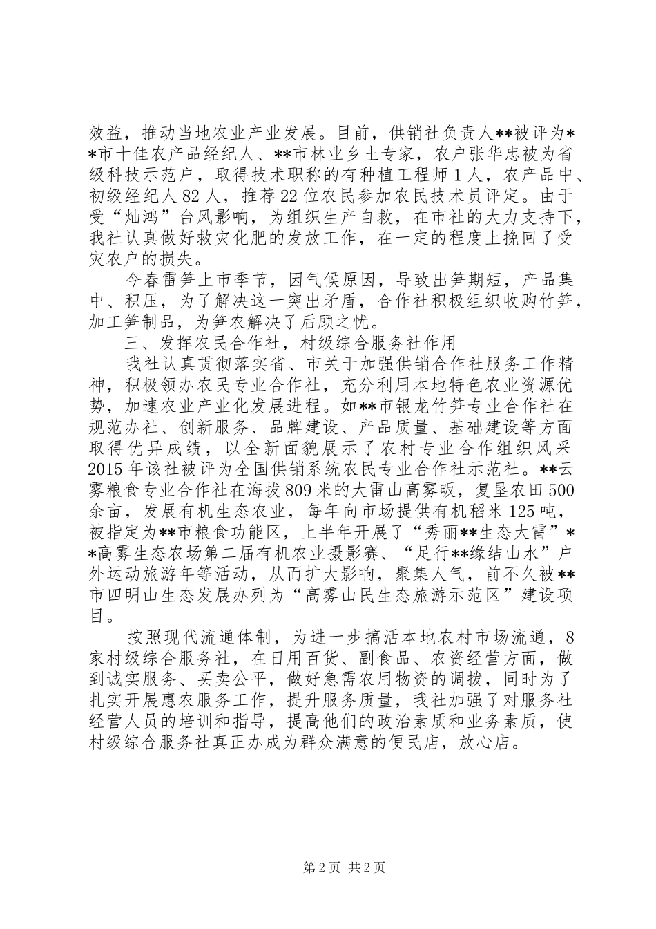 供销社XX年度年终工作总结_第2页