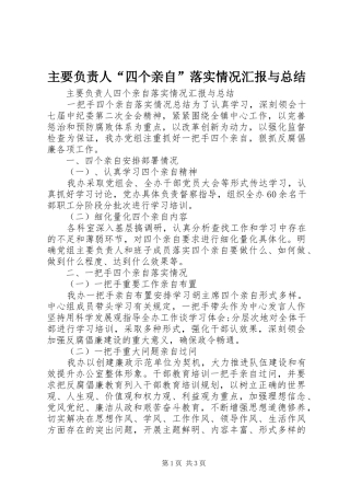 主要负责人“四个亲自”落实情况汇报与总结