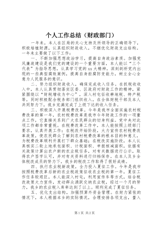 个人工作总结（财政部门）