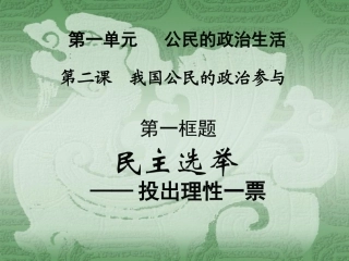 2013学年高一政治精品课件：121《民主选举：投出理性的一票》（新人教版必修2）