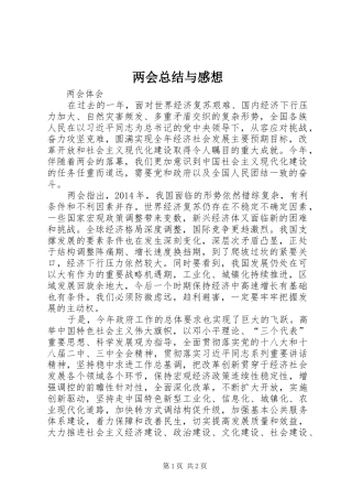 两会总结与感想