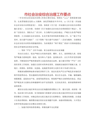 市社会治安综合治理工作要点 