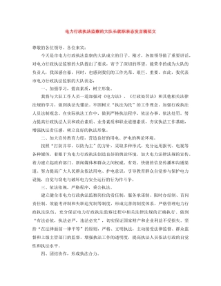 电力行政执法监察的大队长就职表态发言稿范文 