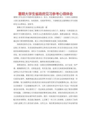 暑期大学生省政府见习参考心得体会 