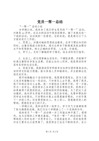 党员一帮一总结