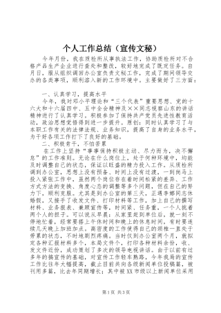 个人工作总结（宣传文秘）