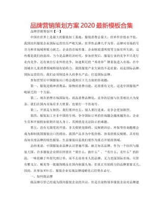 品牌营销策划方案2020最新模板合集 