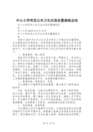 中心小学突发公共卫生应急处置演练总结
