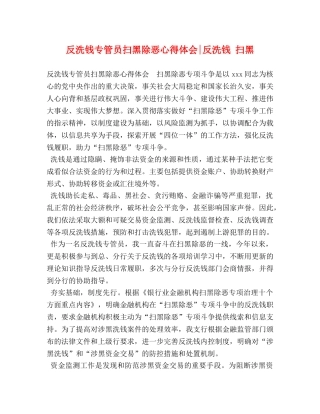 反洗钱专管员扫黑除恶心得体会-反洗钱 扫黑 