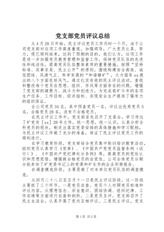 党支部党员评议总结