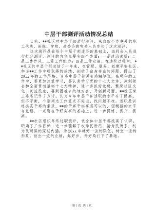 中层干部测评活动情况总结
