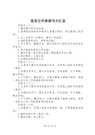 党员公开承诺书大汇总 (15)