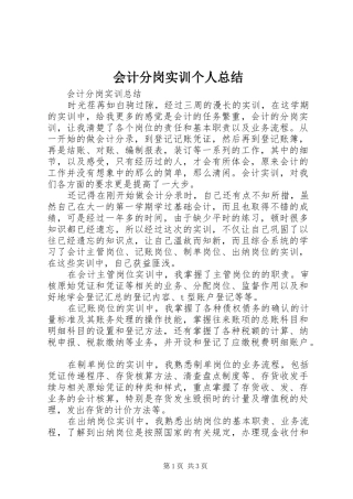 会计分岗实训个人总结