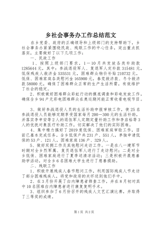 乡社会事务办工作总结范文