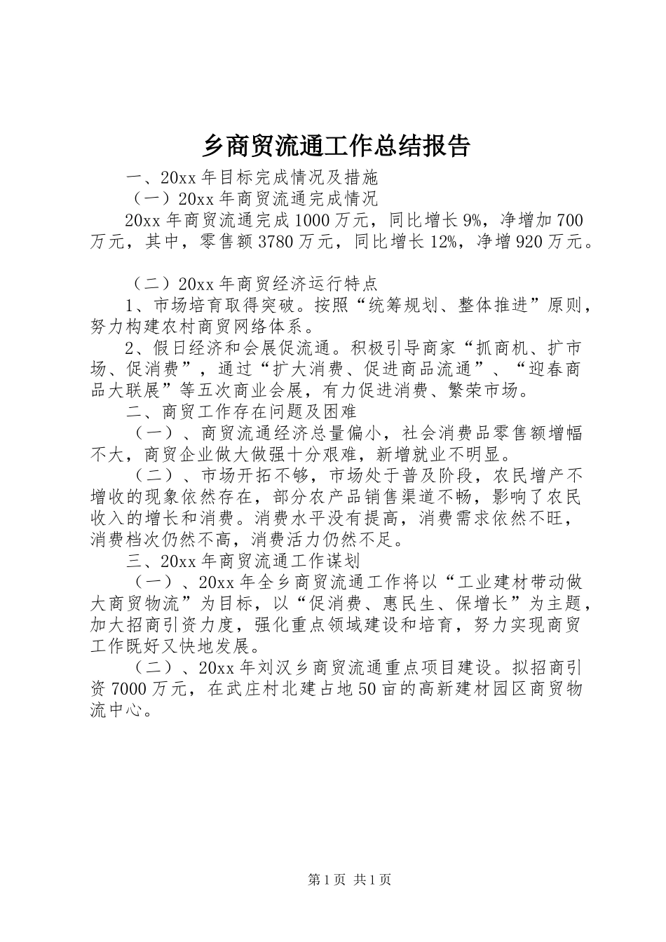 乡商贸流通工作总结报告_第1页