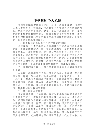 中学教师个人总结