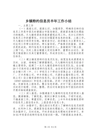 乡镇特约信息员半年工作小结 (10)