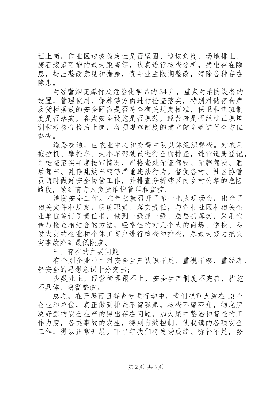 乡镇安全生产百日督查专项行动工作总结_第2页