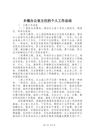 乡镇办公室主任的个人工作总结